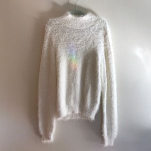 ASOS white fuzzy sweater